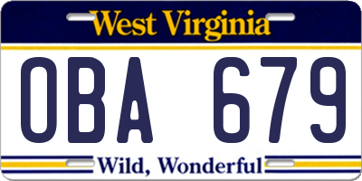 WV license plate OBA679