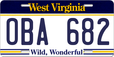 WV license plate OBA682