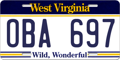 WV license plate OBA697