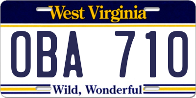 WV license plate OBA710