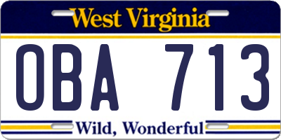 WV license plate OBA713