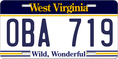WV license plate OBA719