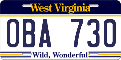 WV license plate OBA730