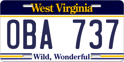 WV license plate OBA737