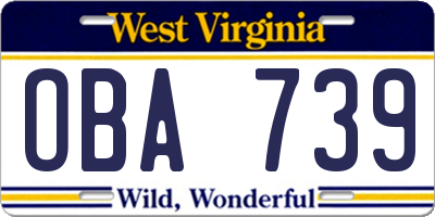 WV license plate OBA739