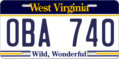 WV license plate OBA740