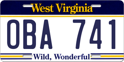 WV license plate OBA741