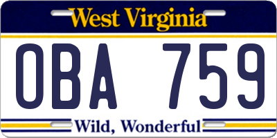 WV license plate OBA759