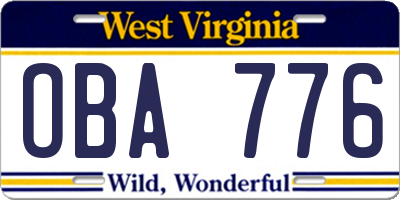 WV license plate OBA776