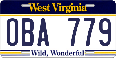 WV license plate OBA779