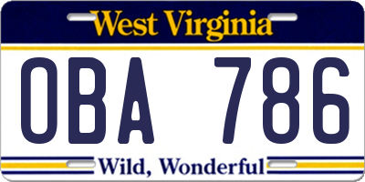WV license plate OBA786