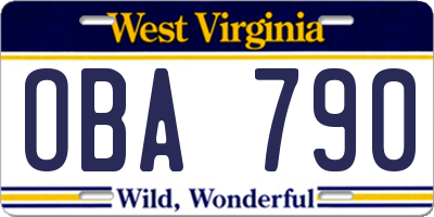 WV license plate OBA790