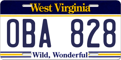 WV license plate OBA828