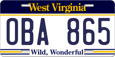 WV license plate OBA865