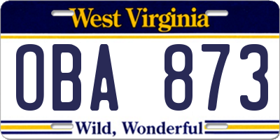 WV license plate OBA873