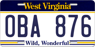 WV license plate OBA876