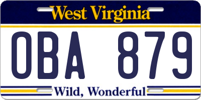 WV license plate OBA879