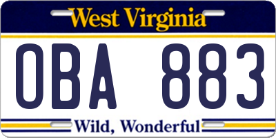 WV license plate OBA883