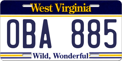 WV license plate OBA885