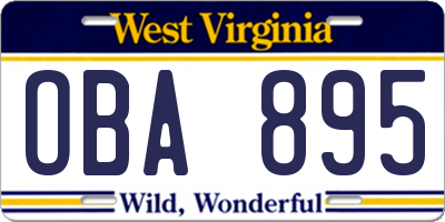WV license plate OBA895