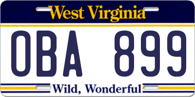 WV license plate OBA899