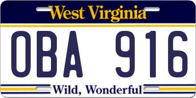WV license plate OBA916