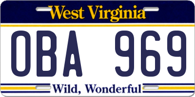 WV license plate OBA969