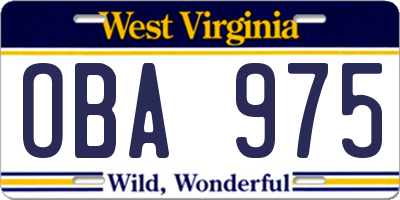 WV license plate OBA975