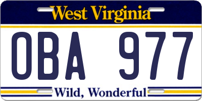 WV license plate OBA977