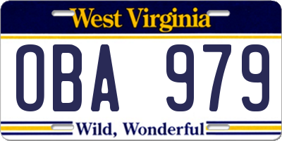 WV license plate OBA979