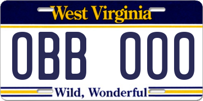 WV license plate OBB000