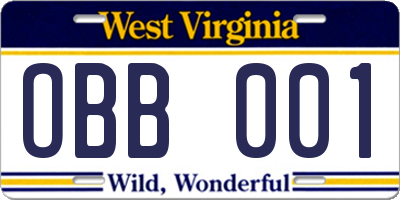 WV license plate OBB001