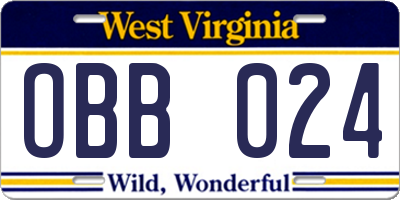 WV license plate OBB024