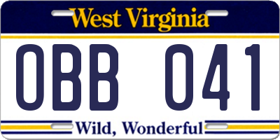 WV license plate OBB041