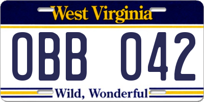 WV license plate OBB042