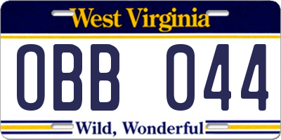 WV license plate OBB044