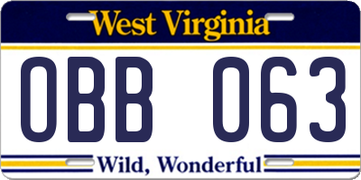 WV license plate OBB063