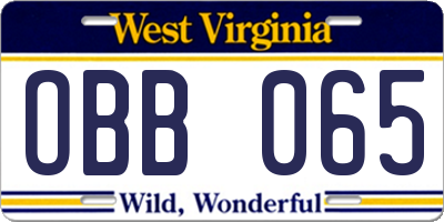 WV license plate OBB065
