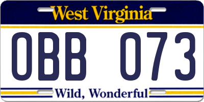 WV license plate OBB073