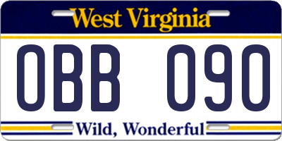 WV license plate OBB090