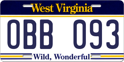 WV license plate OBB093