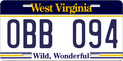WV license plate OBB094