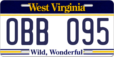 WV license plate OBB095