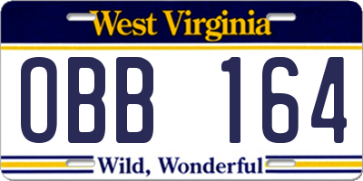 WV license plate OBB164
