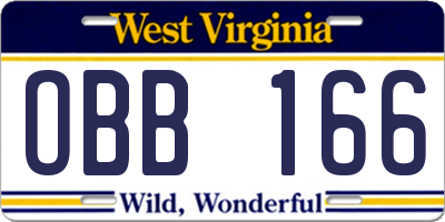 WV license plate OBB166
