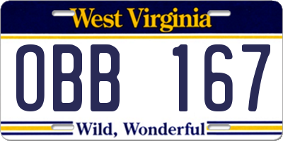 WV license plate OBB167