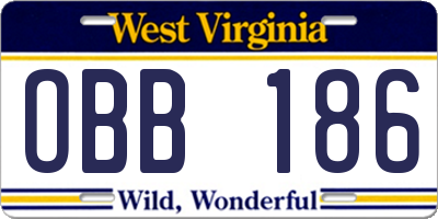 WV license plate OBB186