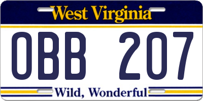 WV license plate OBB207