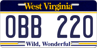 WV license plate OBB220