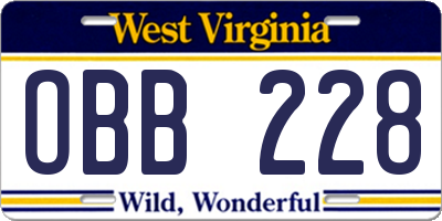 WV license plate OBB228